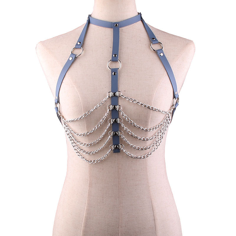 Leather collar body chain