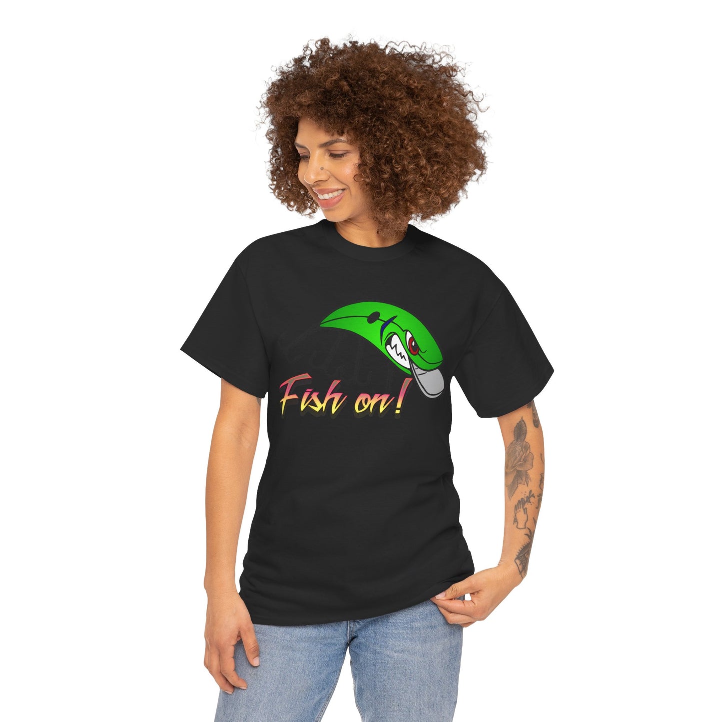 Fish on Lure, Heavy Cotton T-Shirt