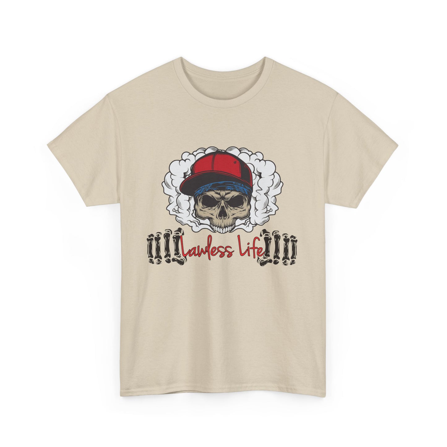 Lawless Life Smoking Skull. Heavy Cotton T-Shirt