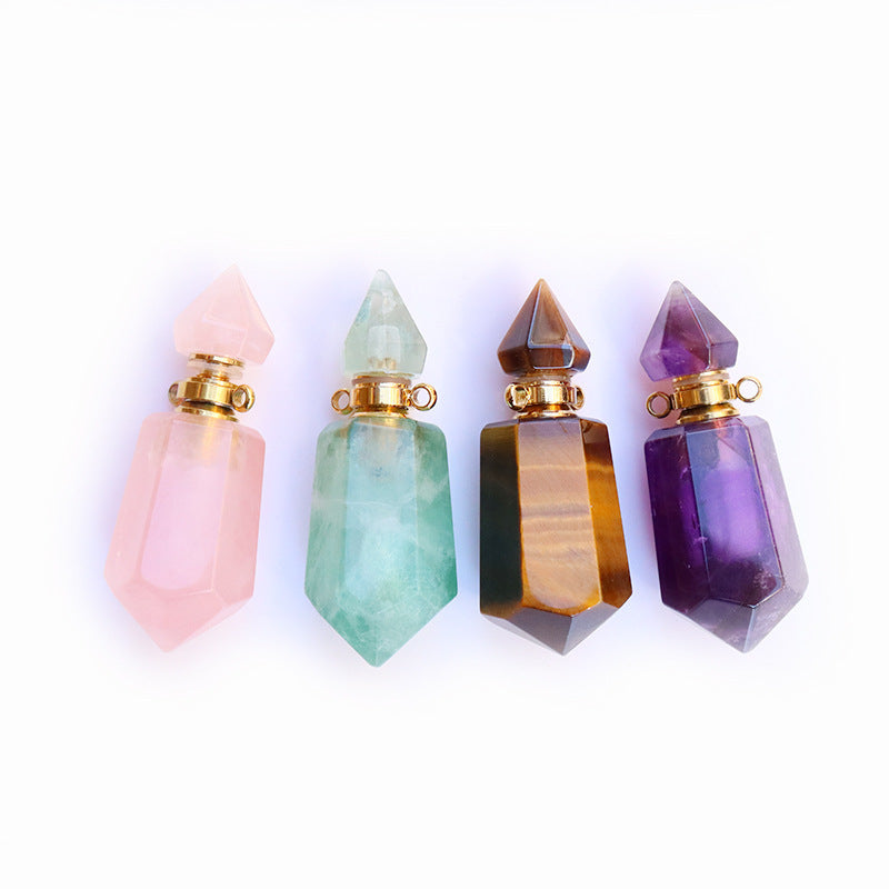 Natural Crystal Perfume Bottle Necklace