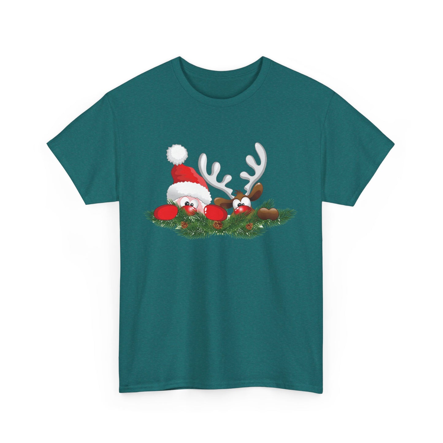 Peeking Santa. Heavy Cotton T-Shirt