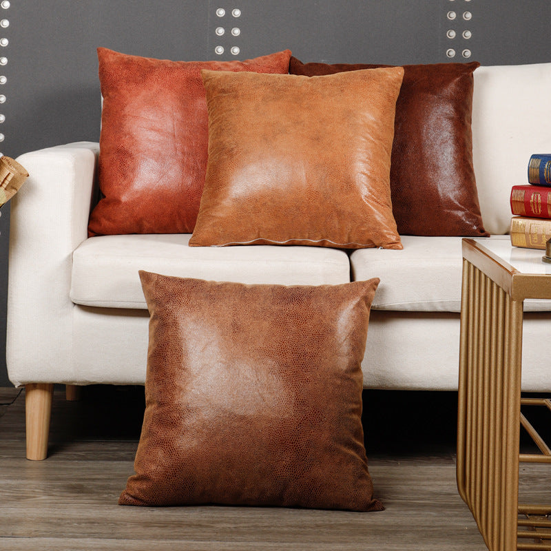 Retro Leather Sofa Pillowcase Cover