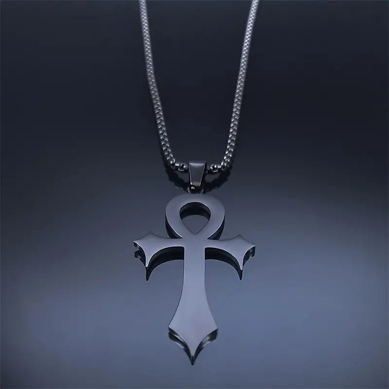 Stainless Steel Egyptian Cross Ankh Key Of Life Necklace.