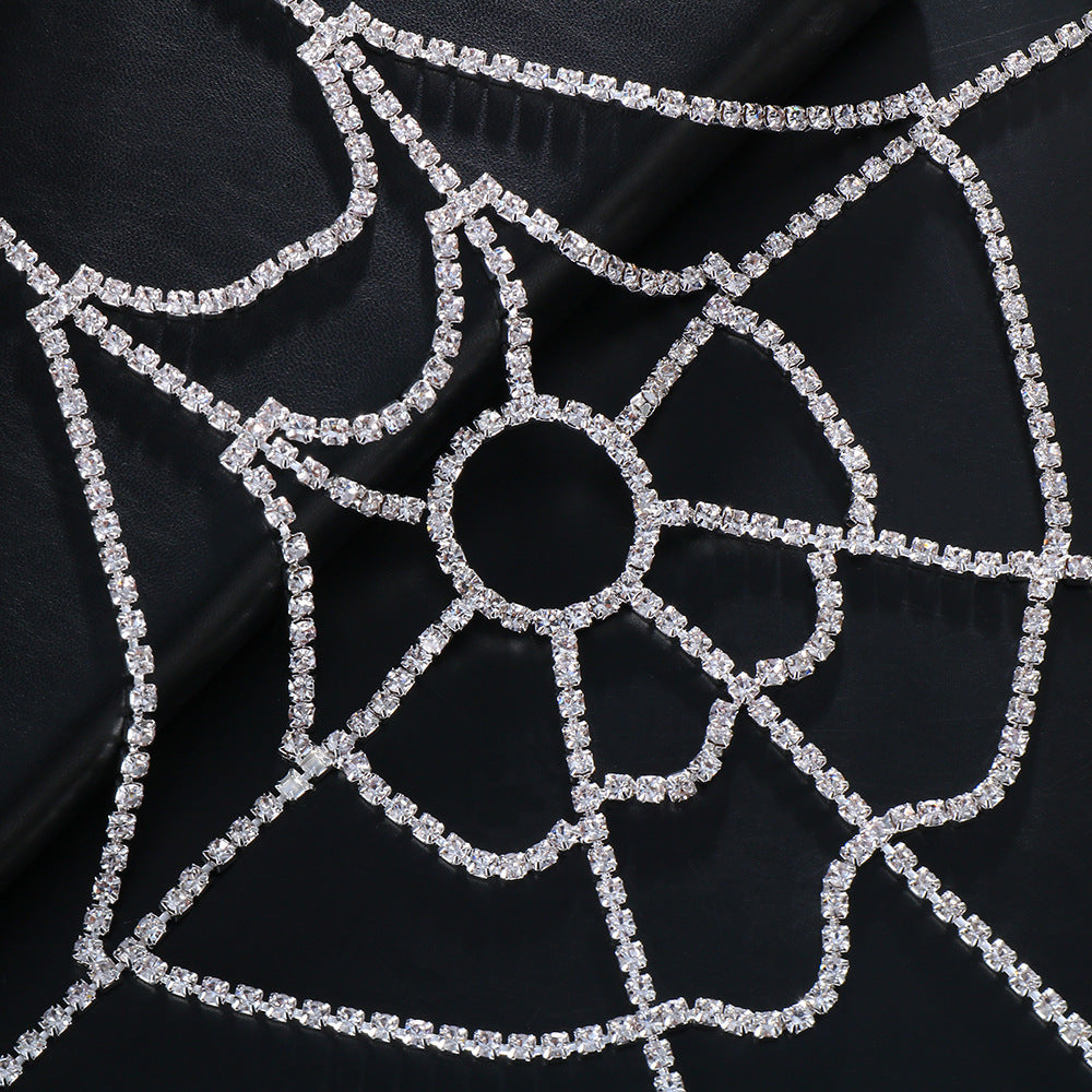 Rhinestone Spiderweb Tassel Body Chain