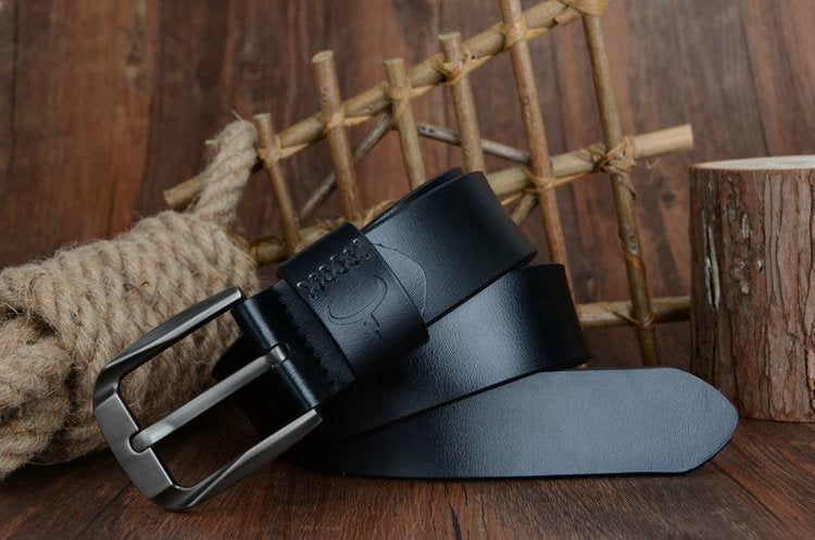 Leather pin buckle belt