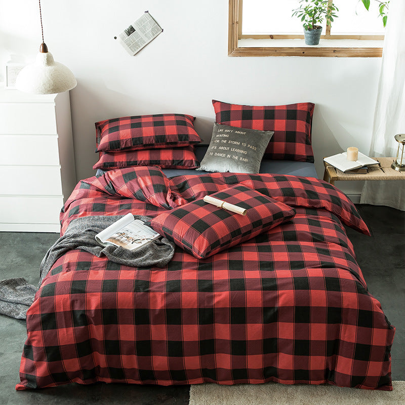 Checkered cotton bedding set