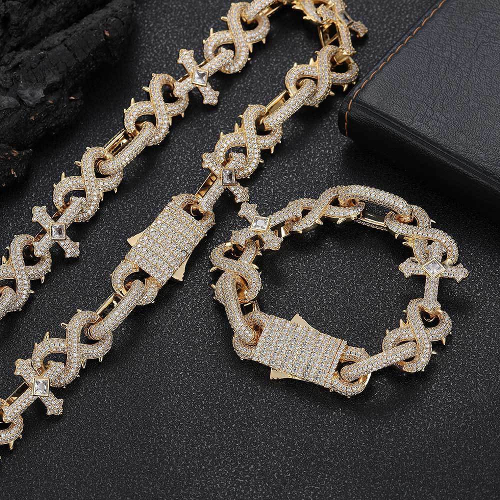 Men's Necklace 8-character Thorn Cross Cuban Link Chain