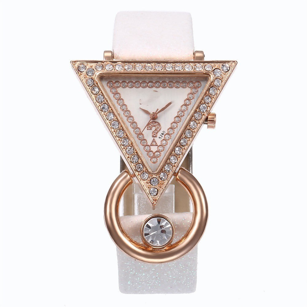 Triangle Diamond Set Metal Dial Watch