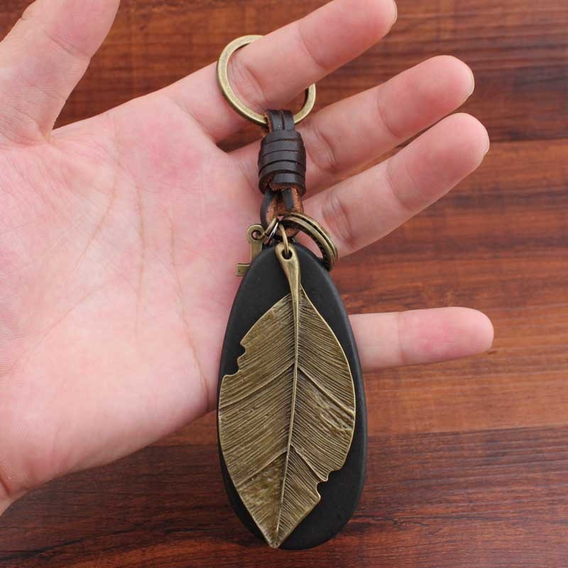 Cowhide Leaf Keychain