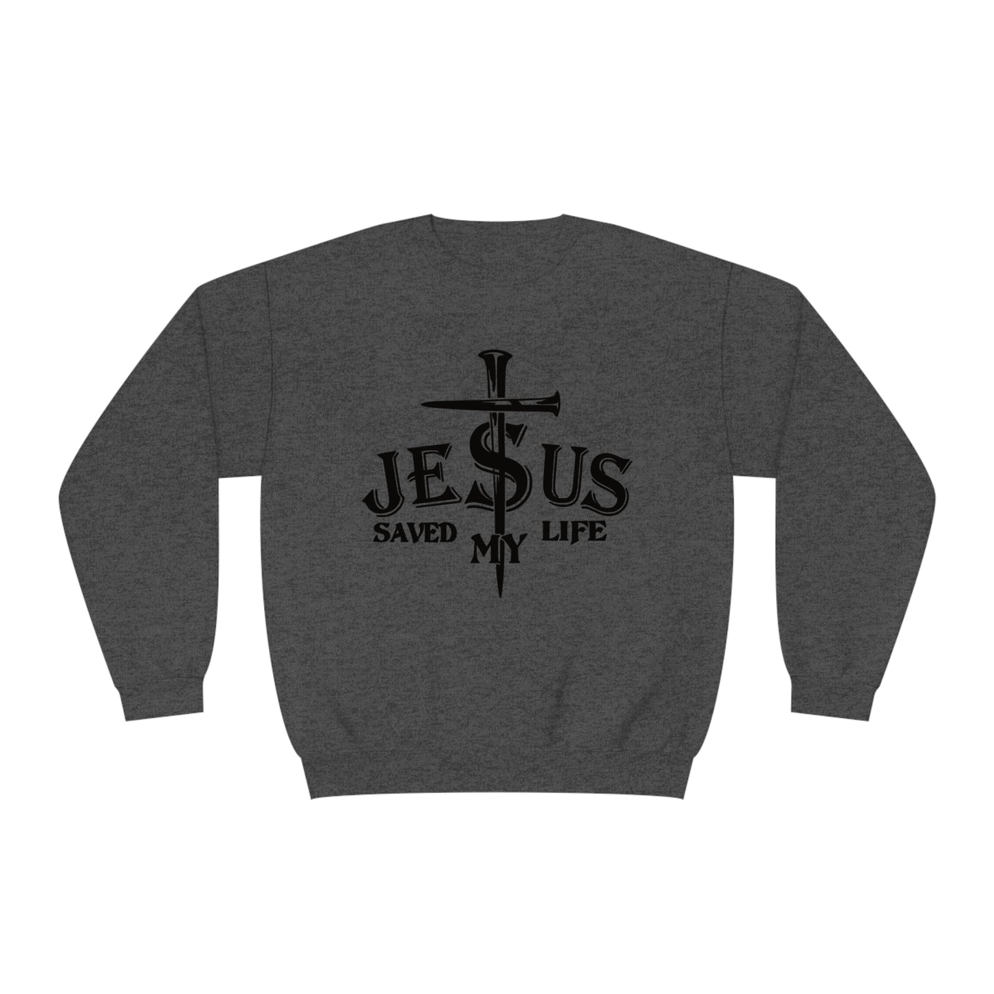 Jesus Saved My Life, Unisex NuBlend® Crewneck Sweatshirt