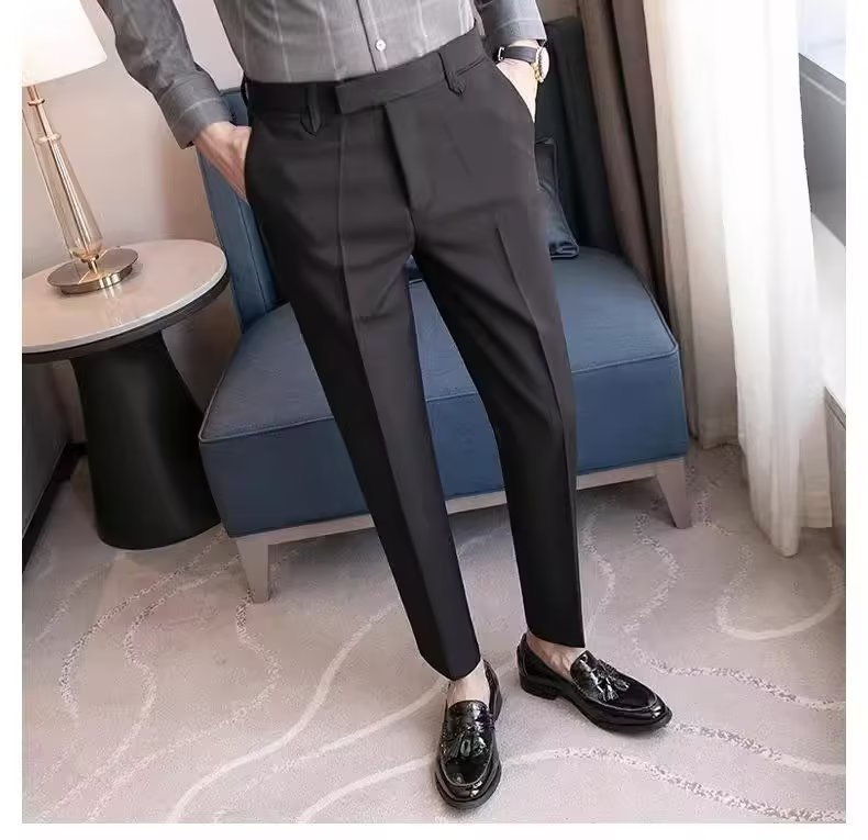 Casual Suit Pants Men's Cropped Suit Pants Straight