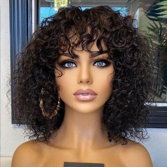 Deep Curly Fringe Human Hair Wig