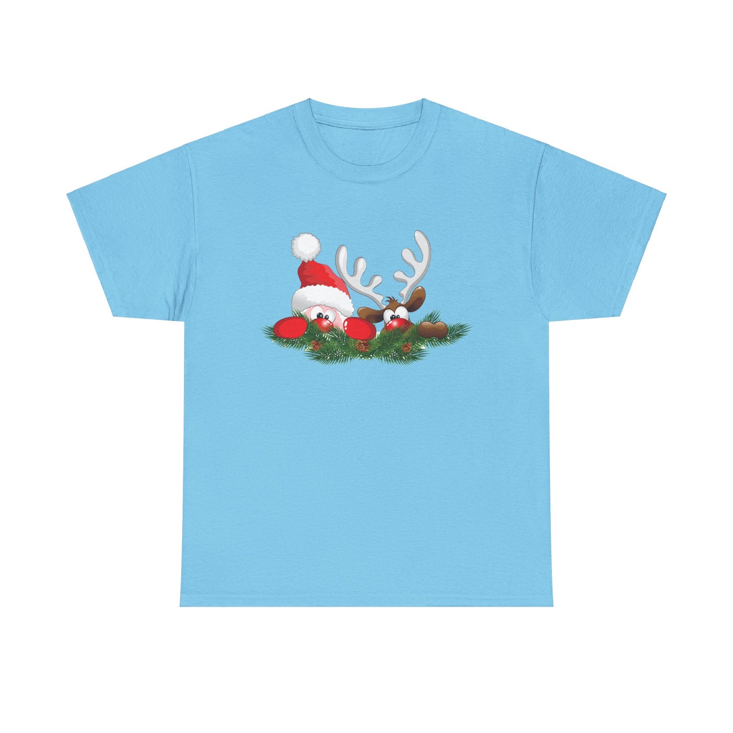 Peeking Santa. Heavy Cotton T-Shirt