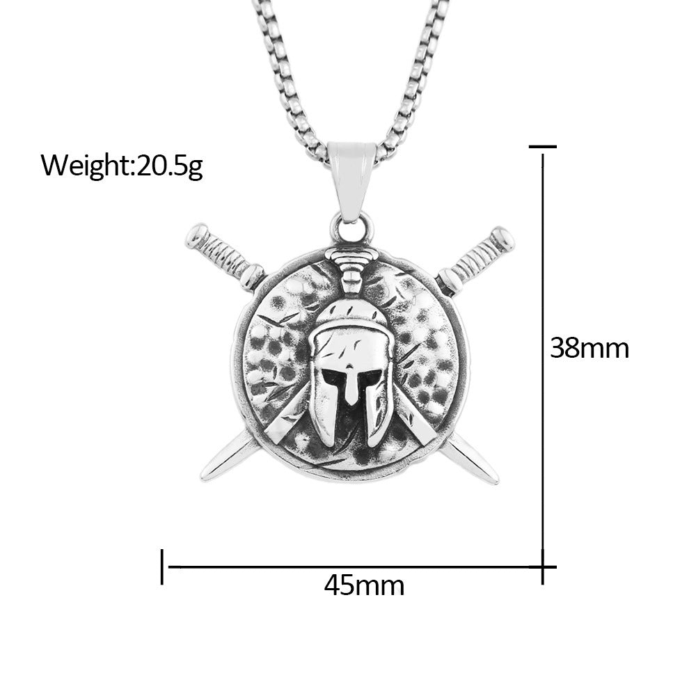 Double Sword Spartan Pendant Necklace