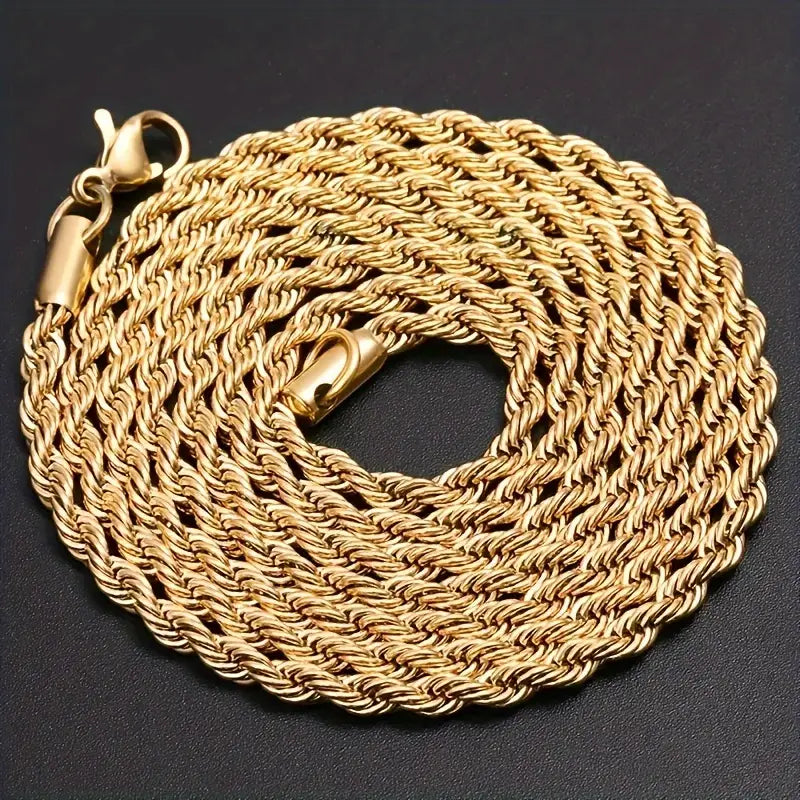 Gold Twisted Chain Necklace.