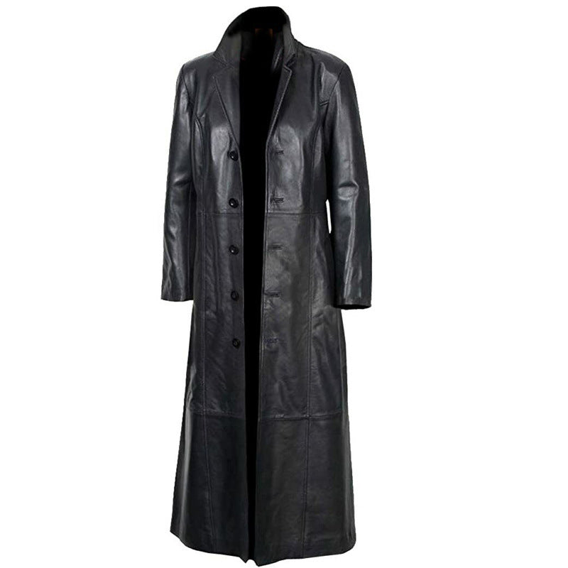 Men's Plus Size Leather Duster Coat