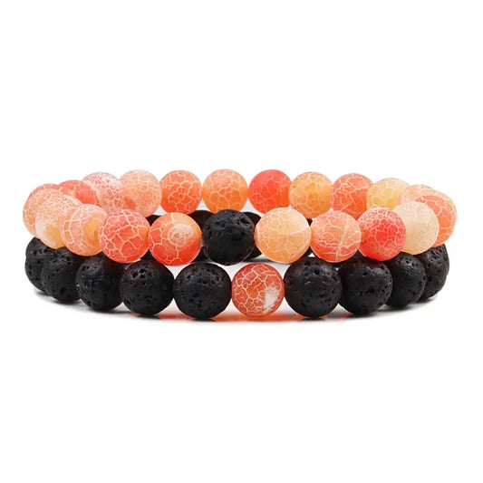 Orange Weathered Healing Stone Beaded Bracelet.