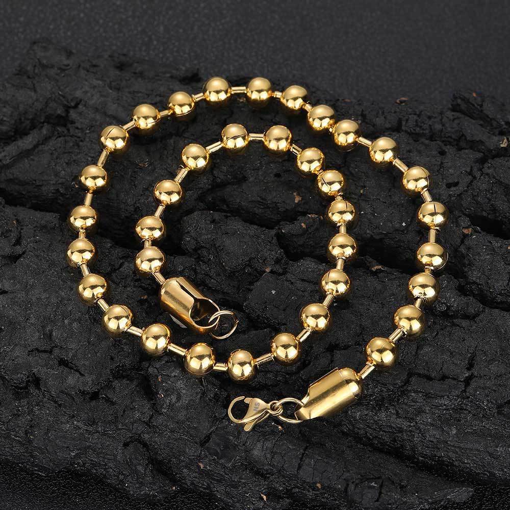 8mm Lobster Buckle Stainless Steel Ball Bead Chain Necklace