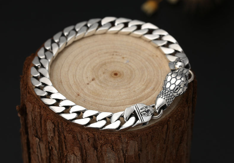 Thai Sterling Silver Snake Head Bracelet