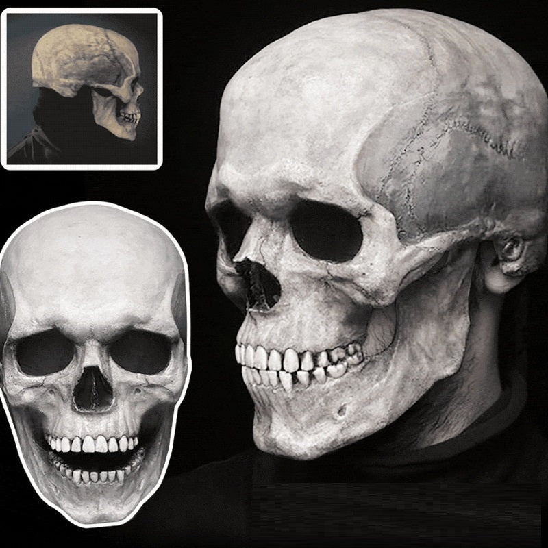 Full Head Skull Mask Helmet with Movable Jaw