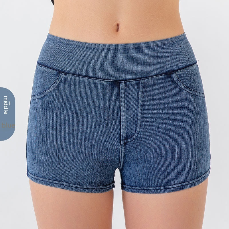 Hip Lifting Yoga Denim Shorts For Women