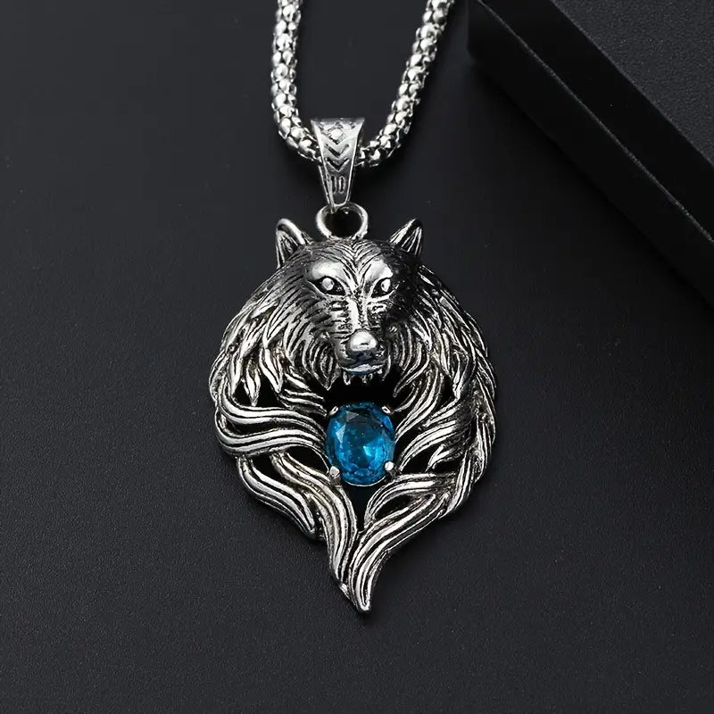 Stainless Steel Wolf Head Necklace.