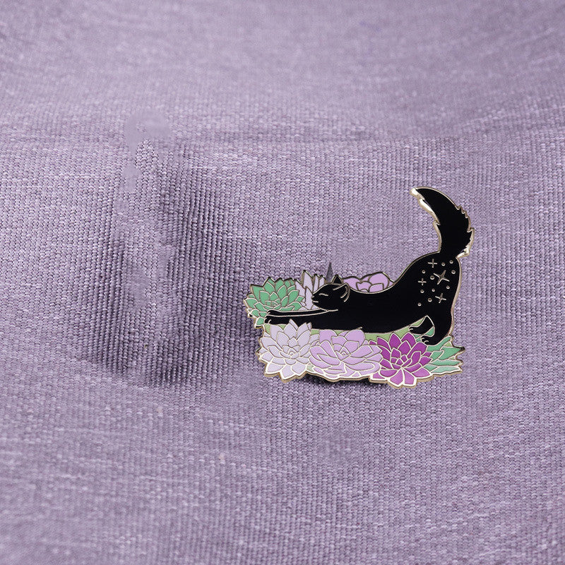 Stretching Cat Pin