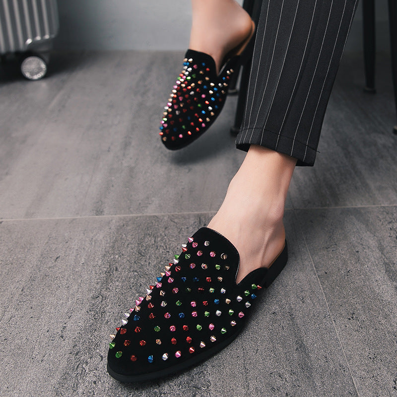 Men's Fashion Rhinestone Lazybones Half Slippers