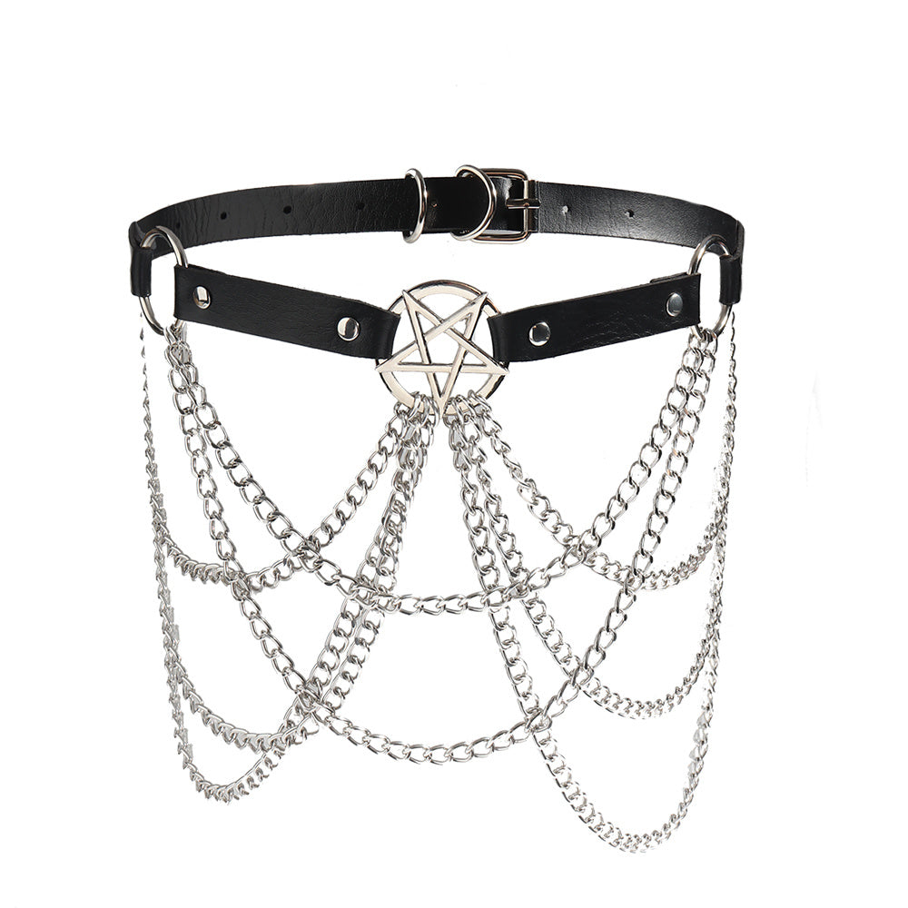 Multi-layer Chain Belt Hollow Fringe Body Chain