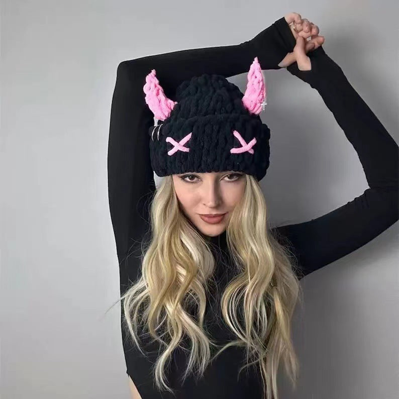 Cute Little Devil Horn Hood Knitted Hat