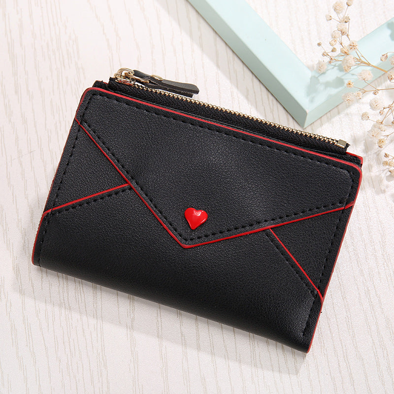 Heart-shaped Short Women's Pu Card Bag