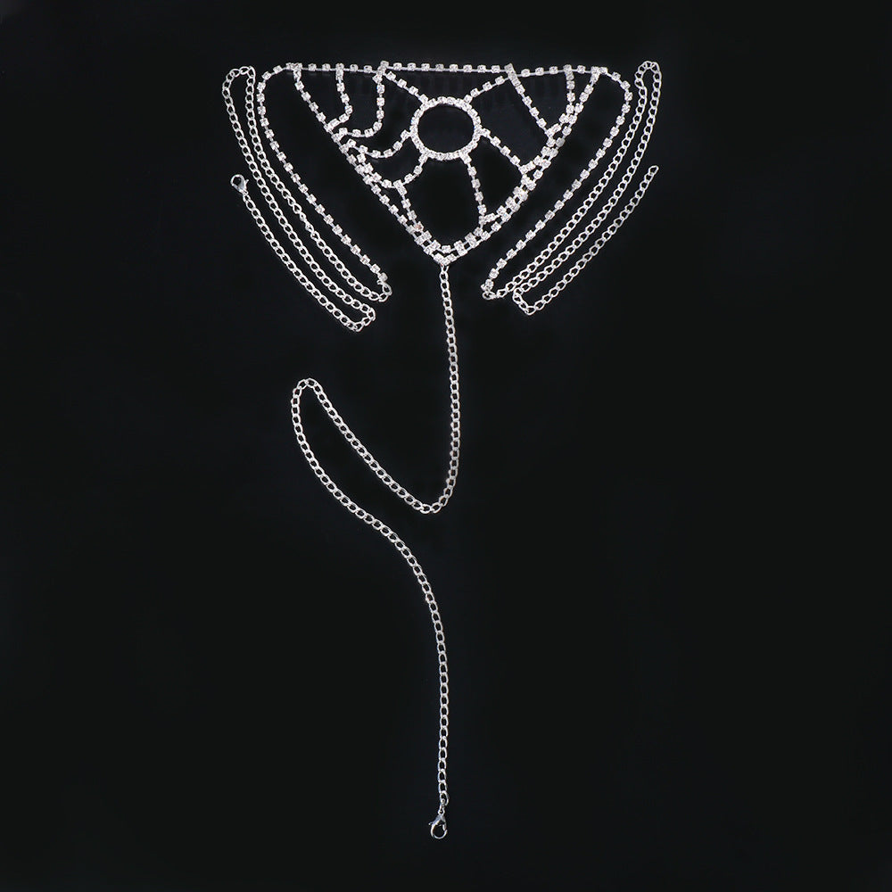 Rhinestone Spiderweb Tassel Body Chain