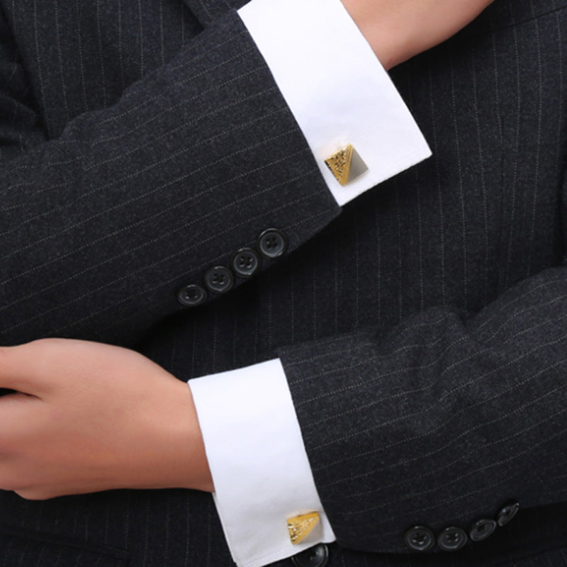 Square Pattern Gold And Silver Cufflinks