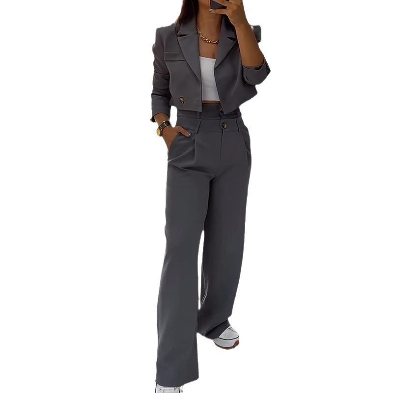 Women's Short Top Casual Pants Suit