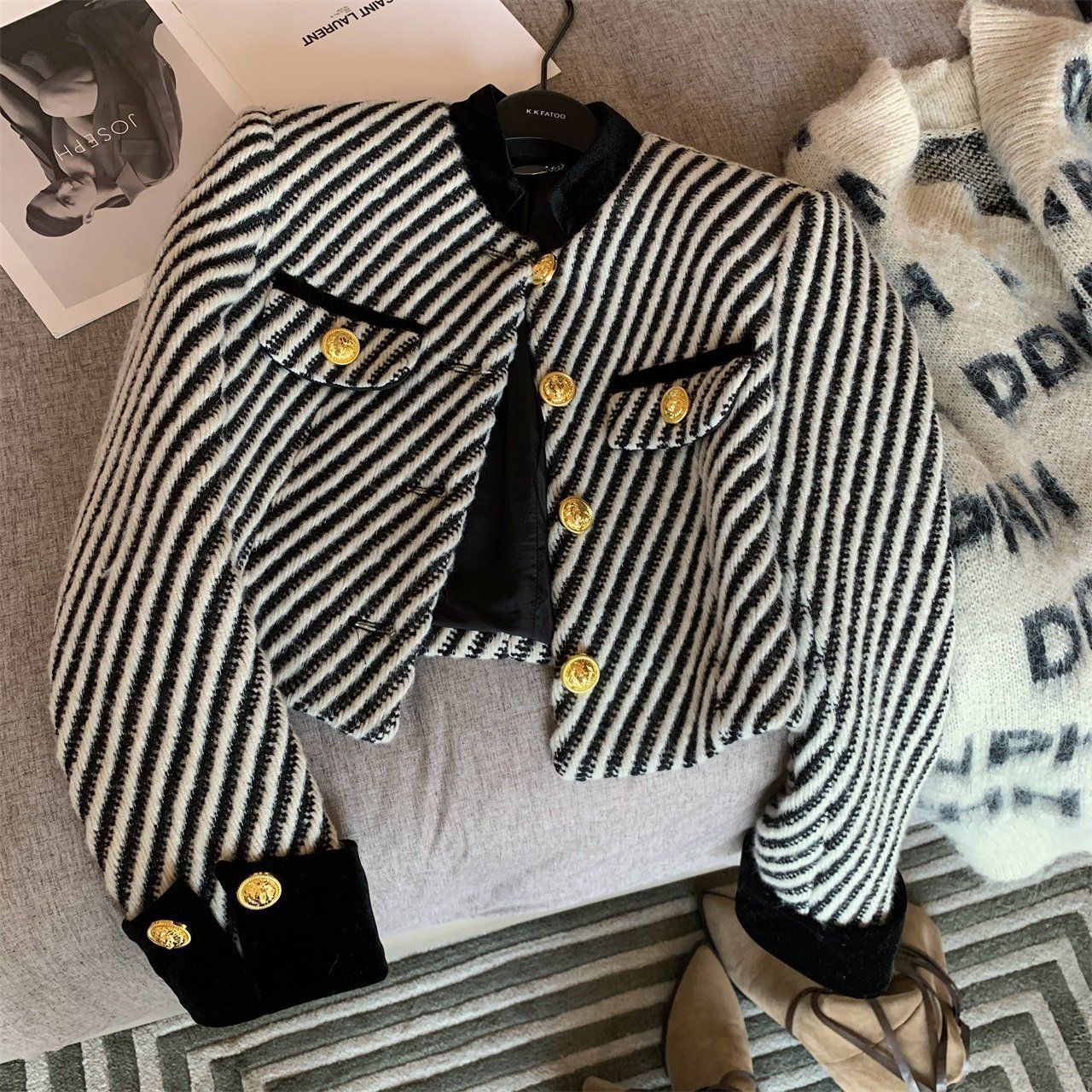 Vintage Stripe Short Coat