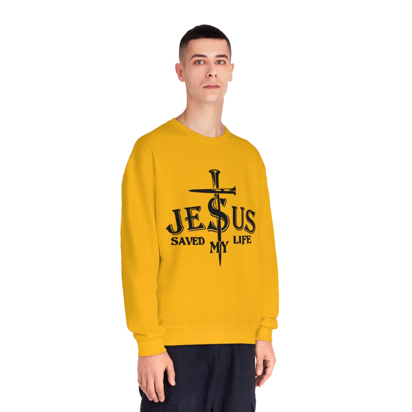 Jesus Saved My Life, Unisex NuBlend® Crewneck Sweatshirt