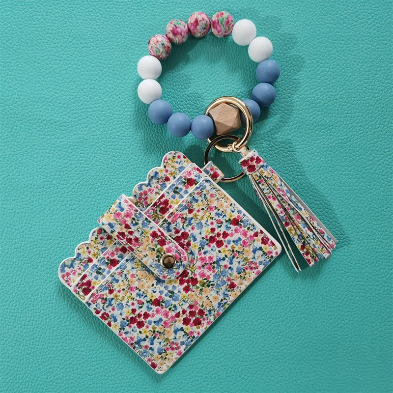 Silicone Beads Bracelet ID Keychain