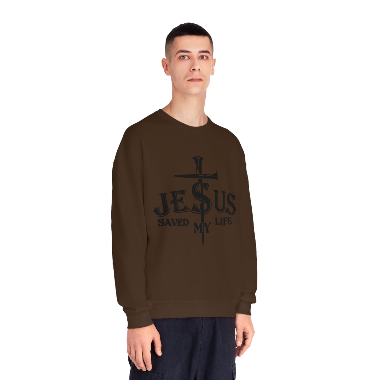 Jesus Saved My Life, Unisex NuBlend® Crewneck Sweatshirt