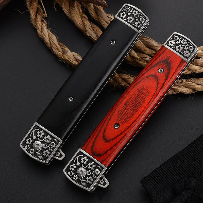 Wooden Handle Stainless Steel Folding Knife