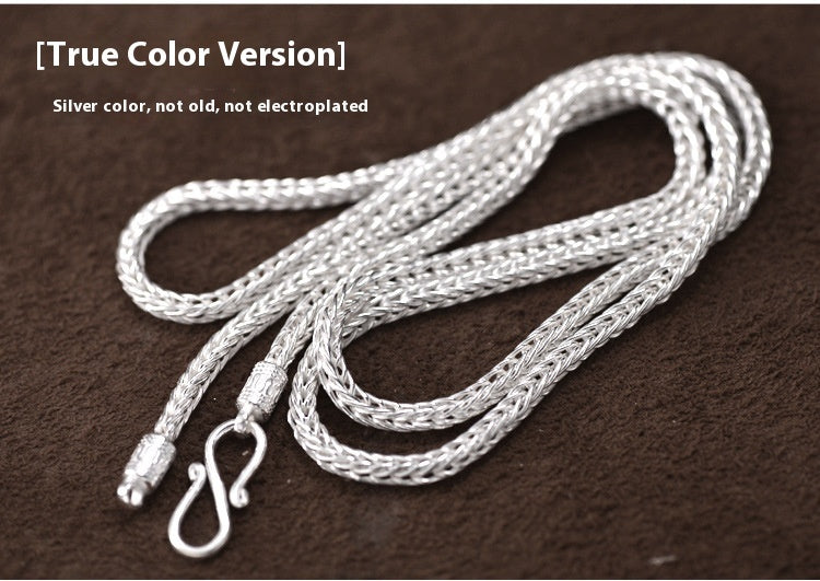 990 Pure Silver Men's Snake Bones Chain Necklace