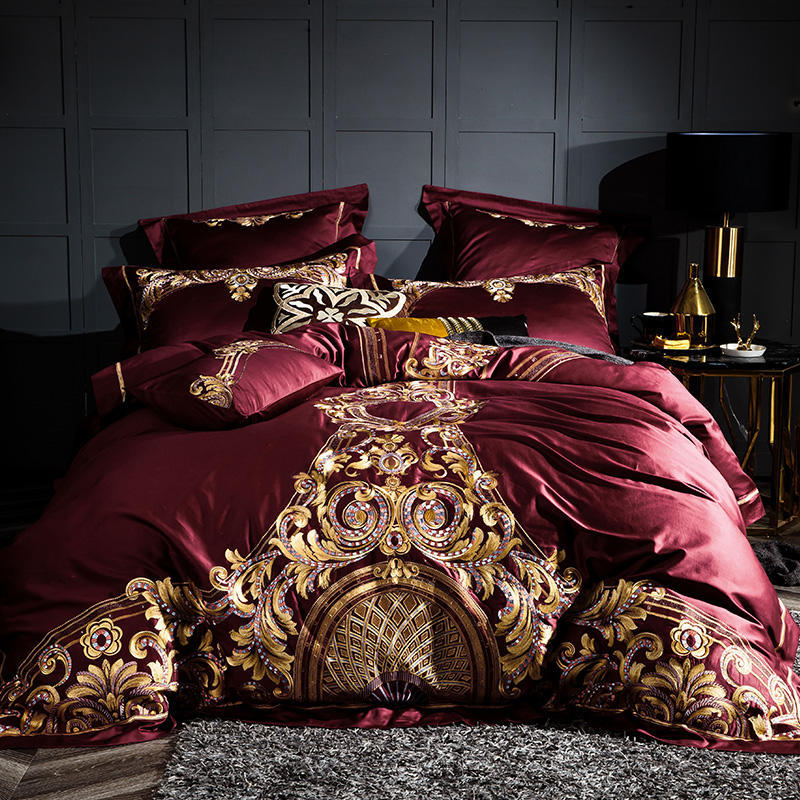 Four-piece embroidered bed set