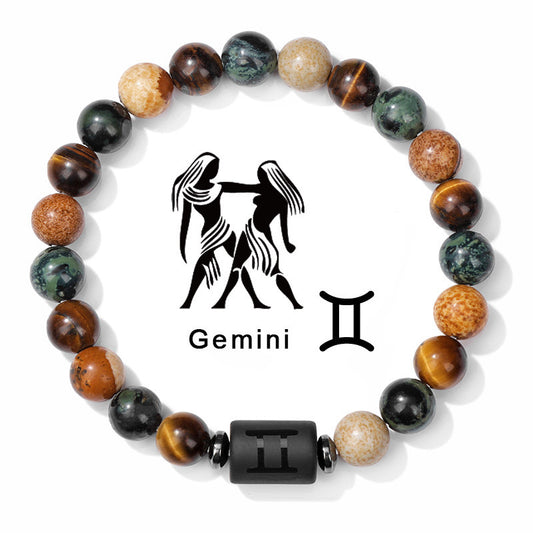 Twelve Constellation Natural Stone Bead Bracelet