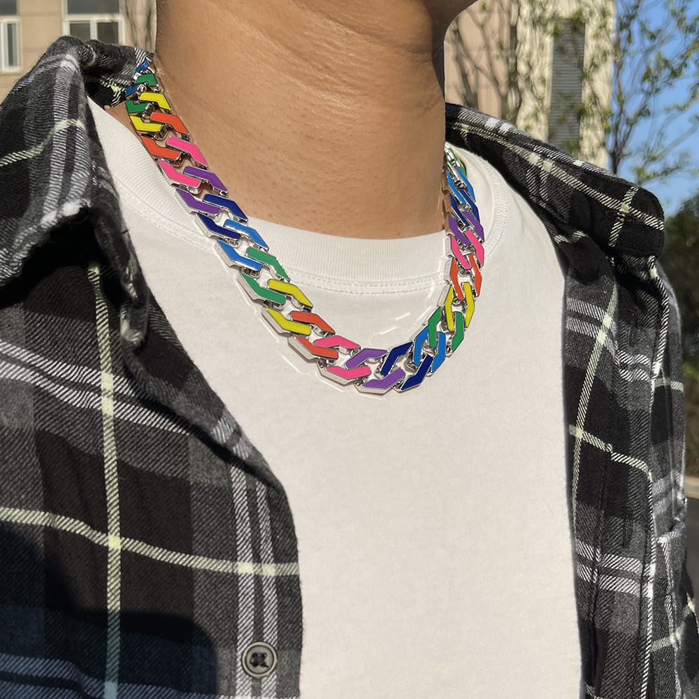 Rainbow Cuban Necklace Bracelet