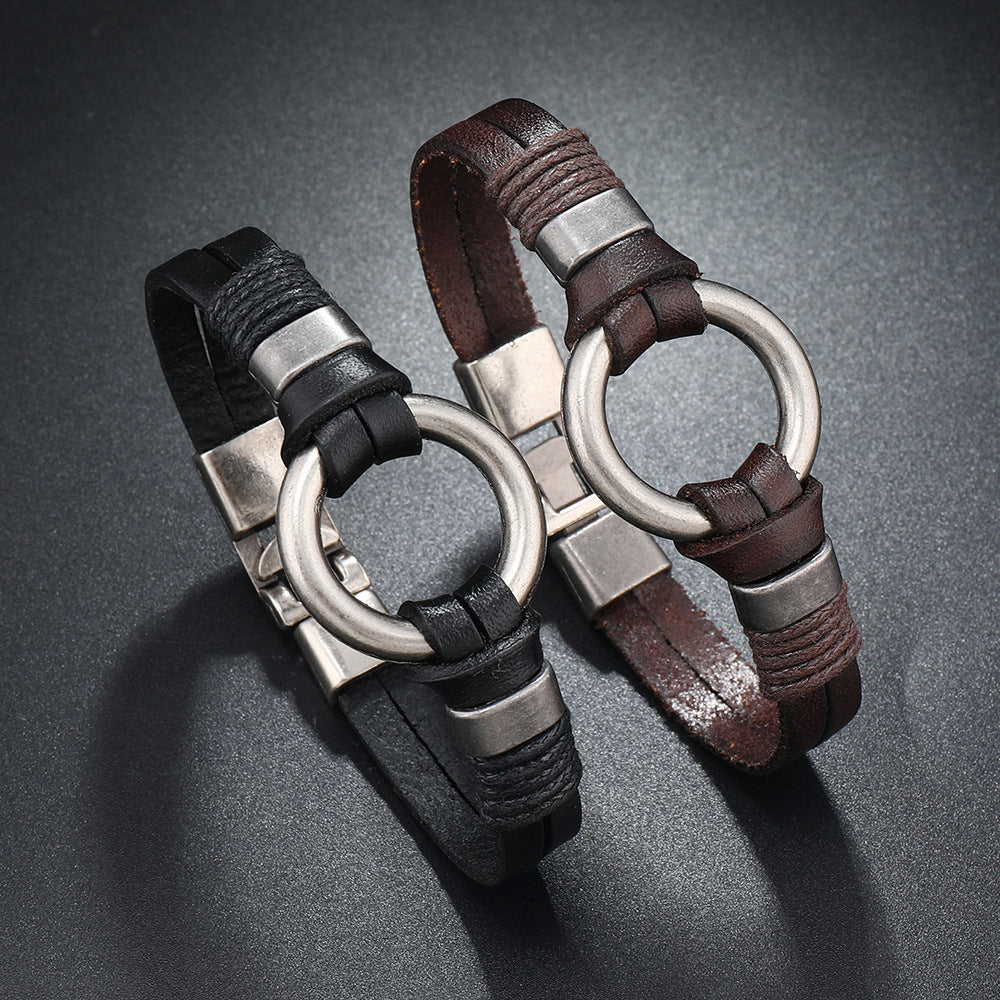 Men's Simple Multi-layer Braided Leather Bracelet