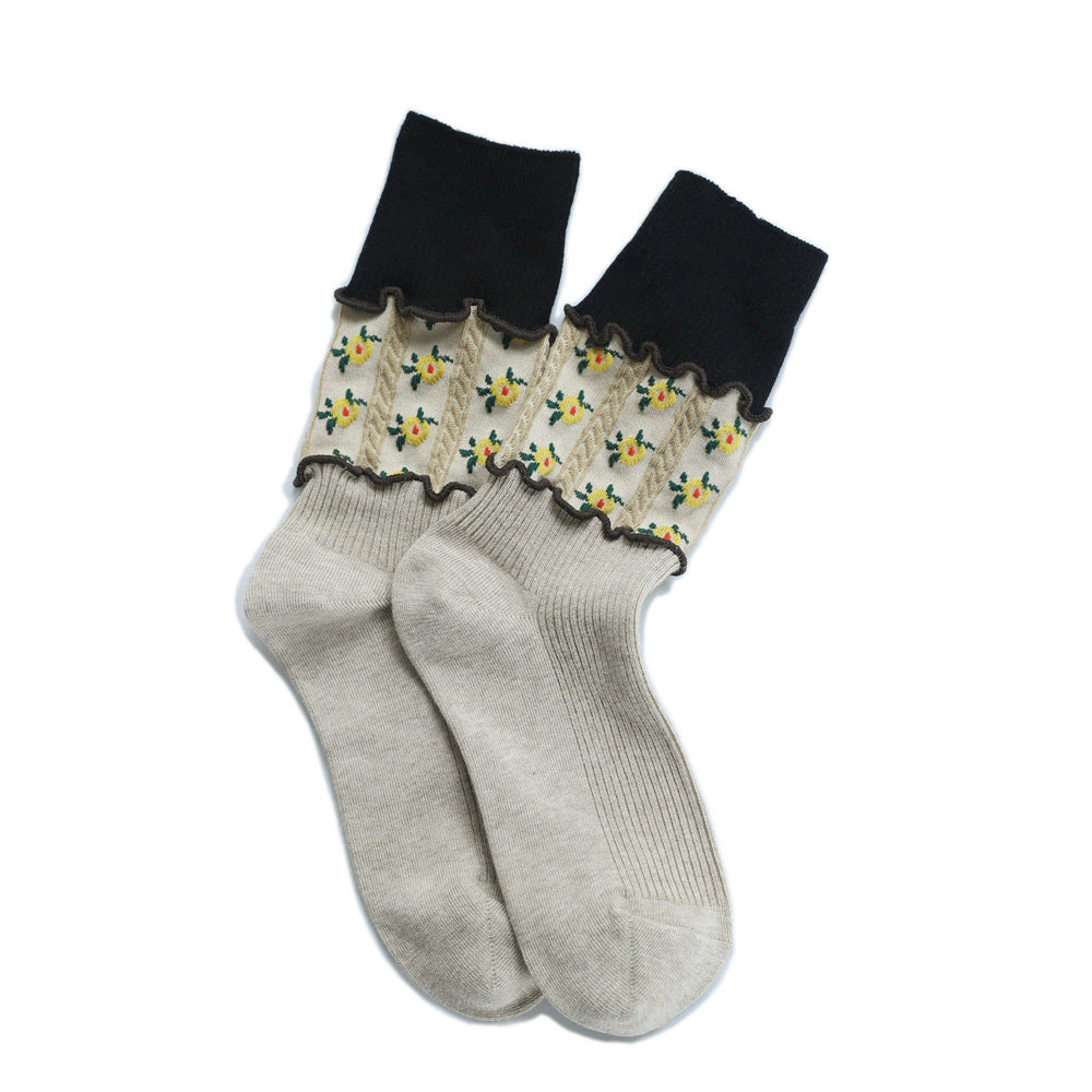 Floral Three-dimensional Loose Socks