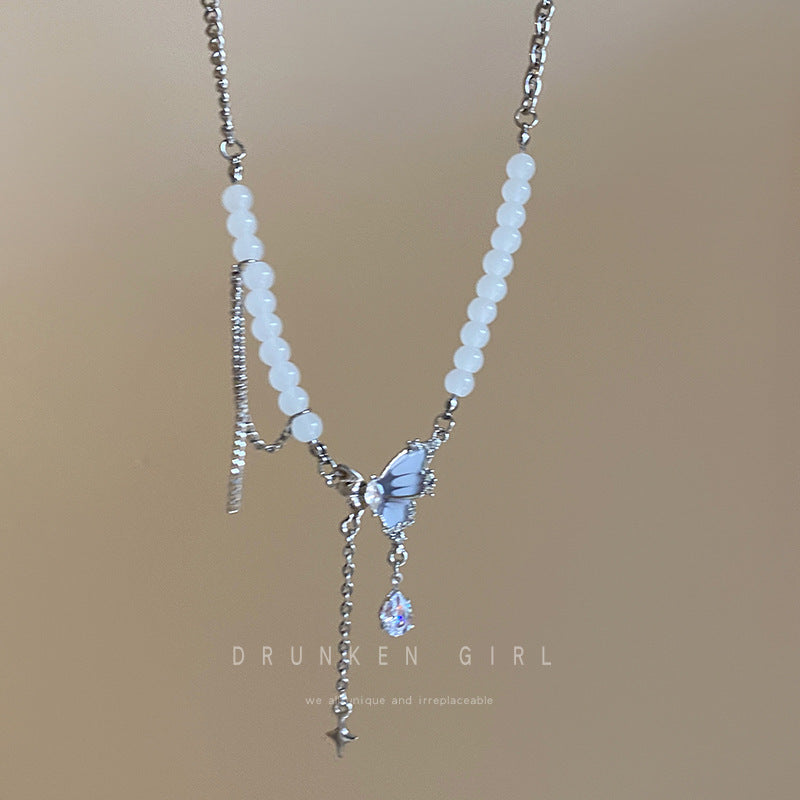 Butterfly Tassel Pearl Necklace