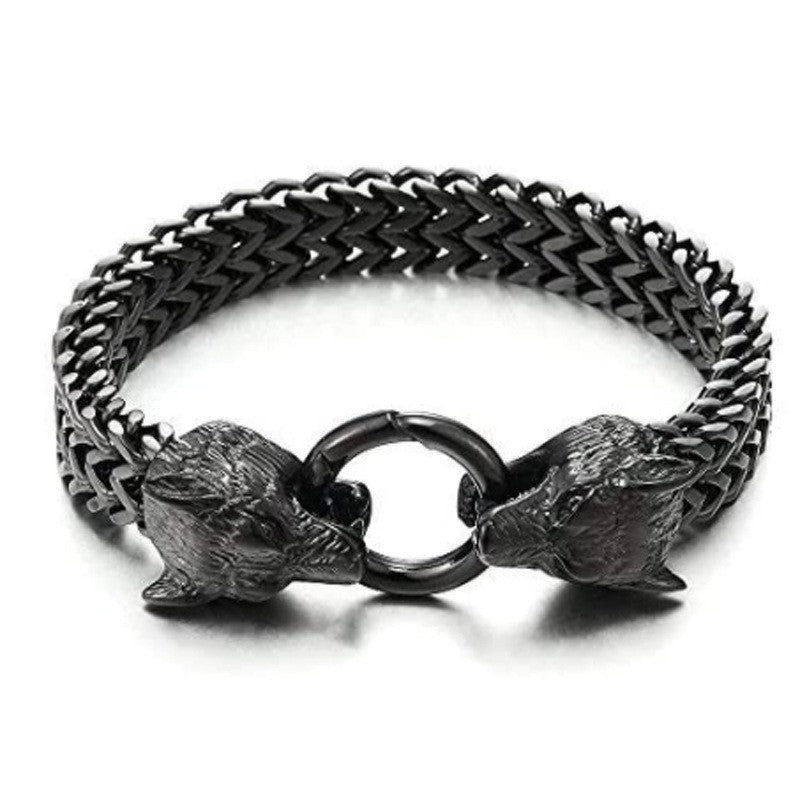 Wolf's Head Titanium Steel Bracelet