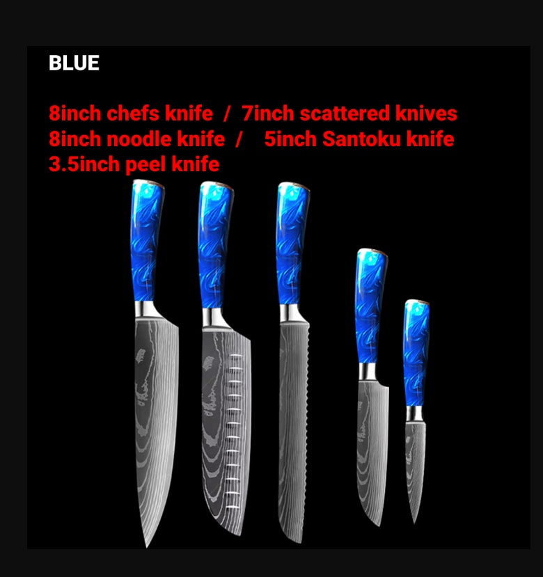 Chef's Blue Resin Handle Knife