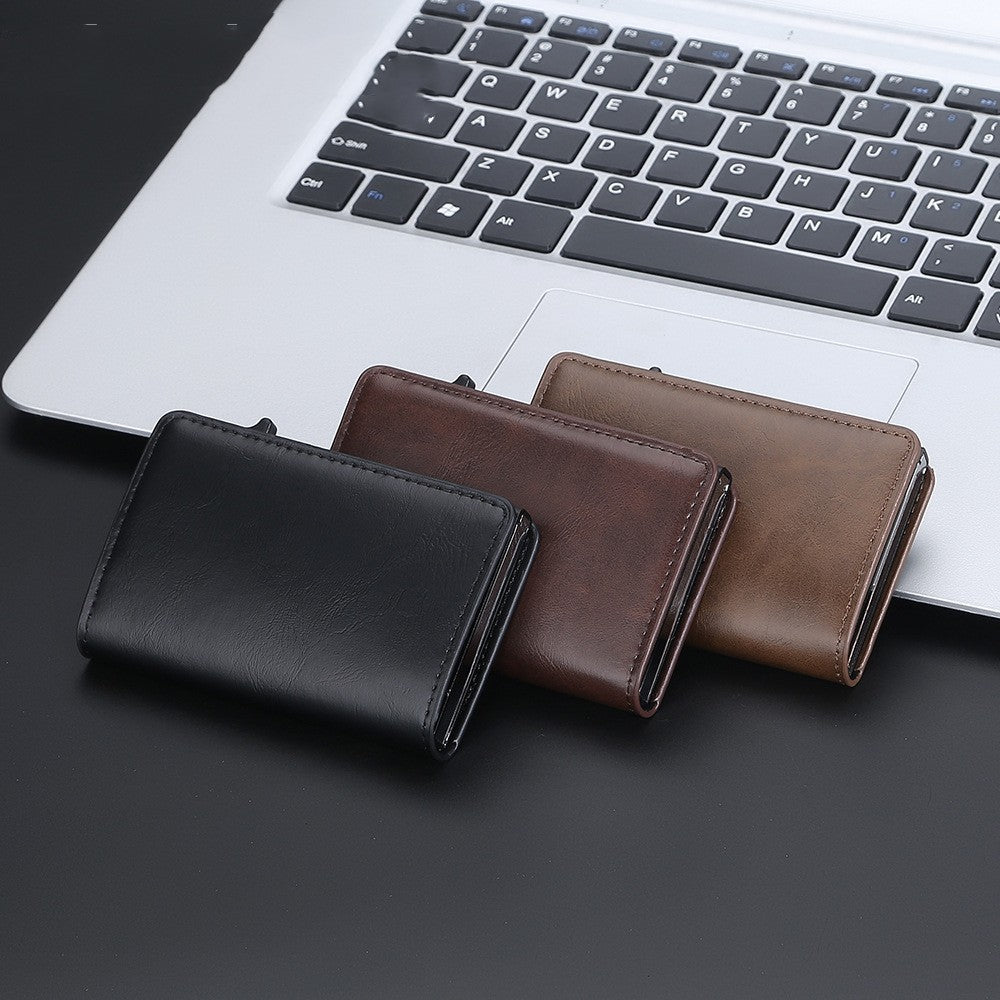 Crazy Horse Leather Anti-degaussing Card Clamp Wallet