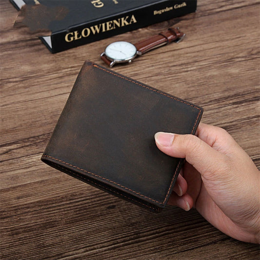 Men's Top Layer Crazy Horse Skin Multifunction Wallet